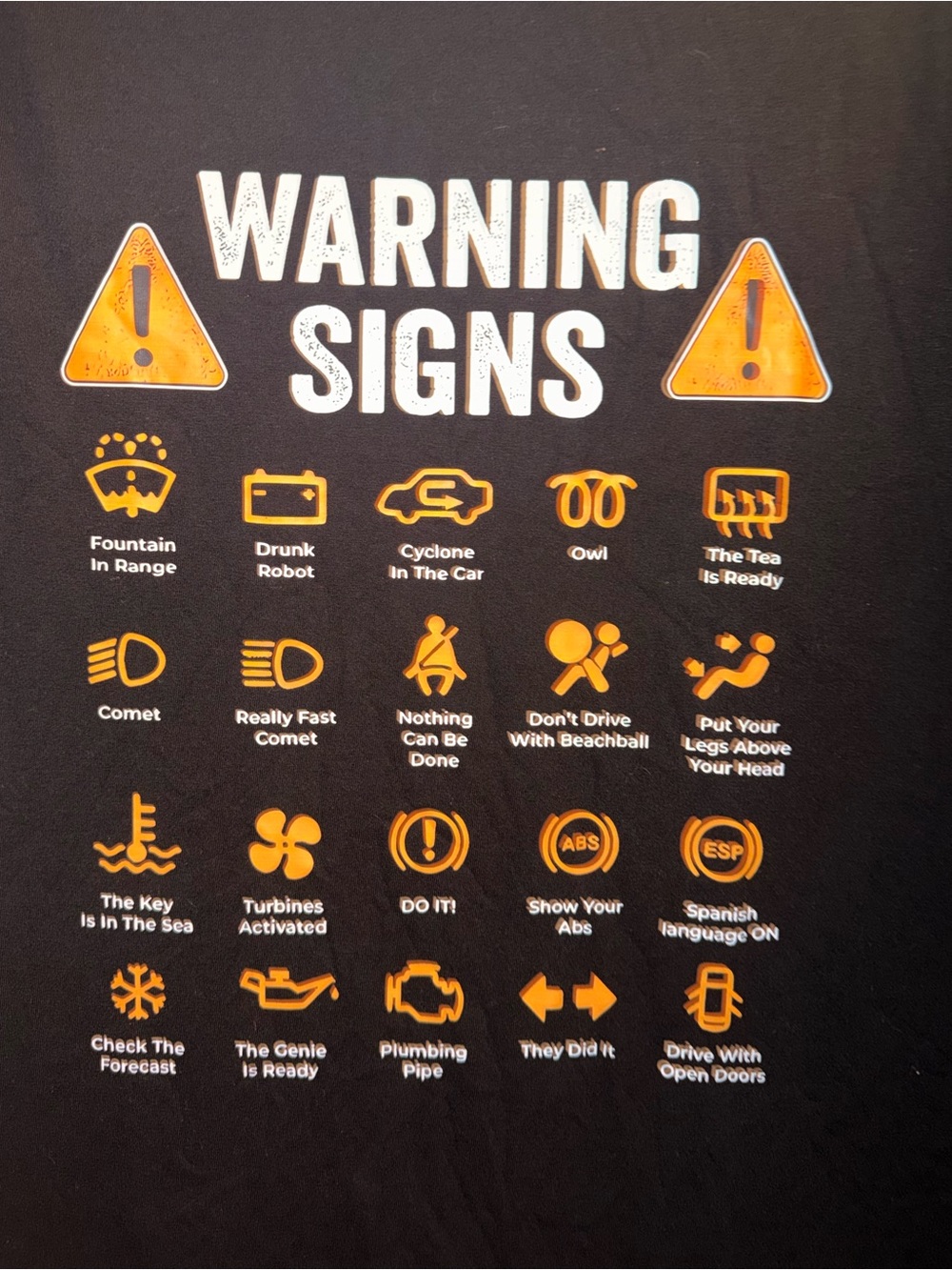 EUC Vehicle Warning Signs Graphic Tee Unisex Gender Neutral SIZE XL- J